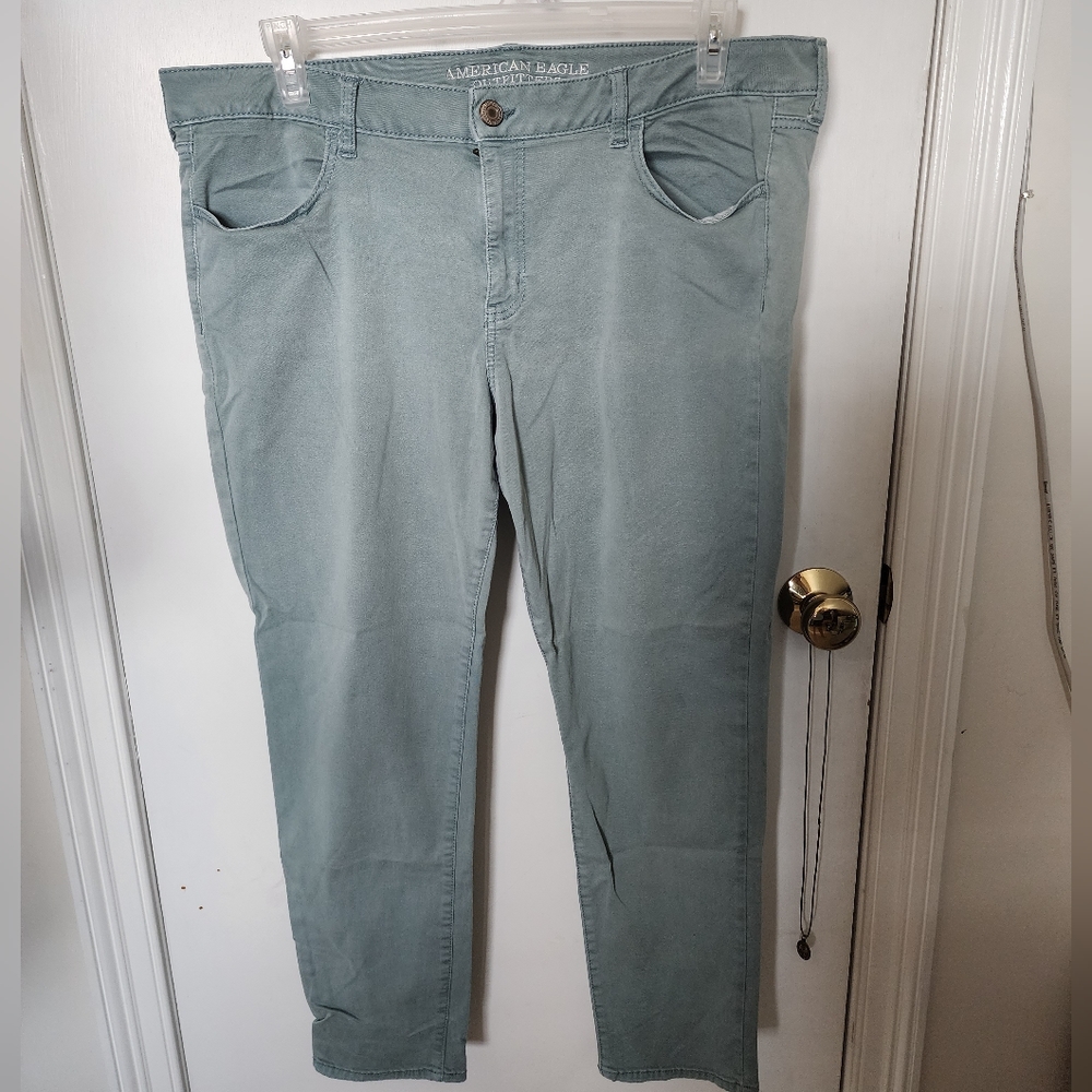 Women's American Eagle super stretch twill light teal jeggings size 20